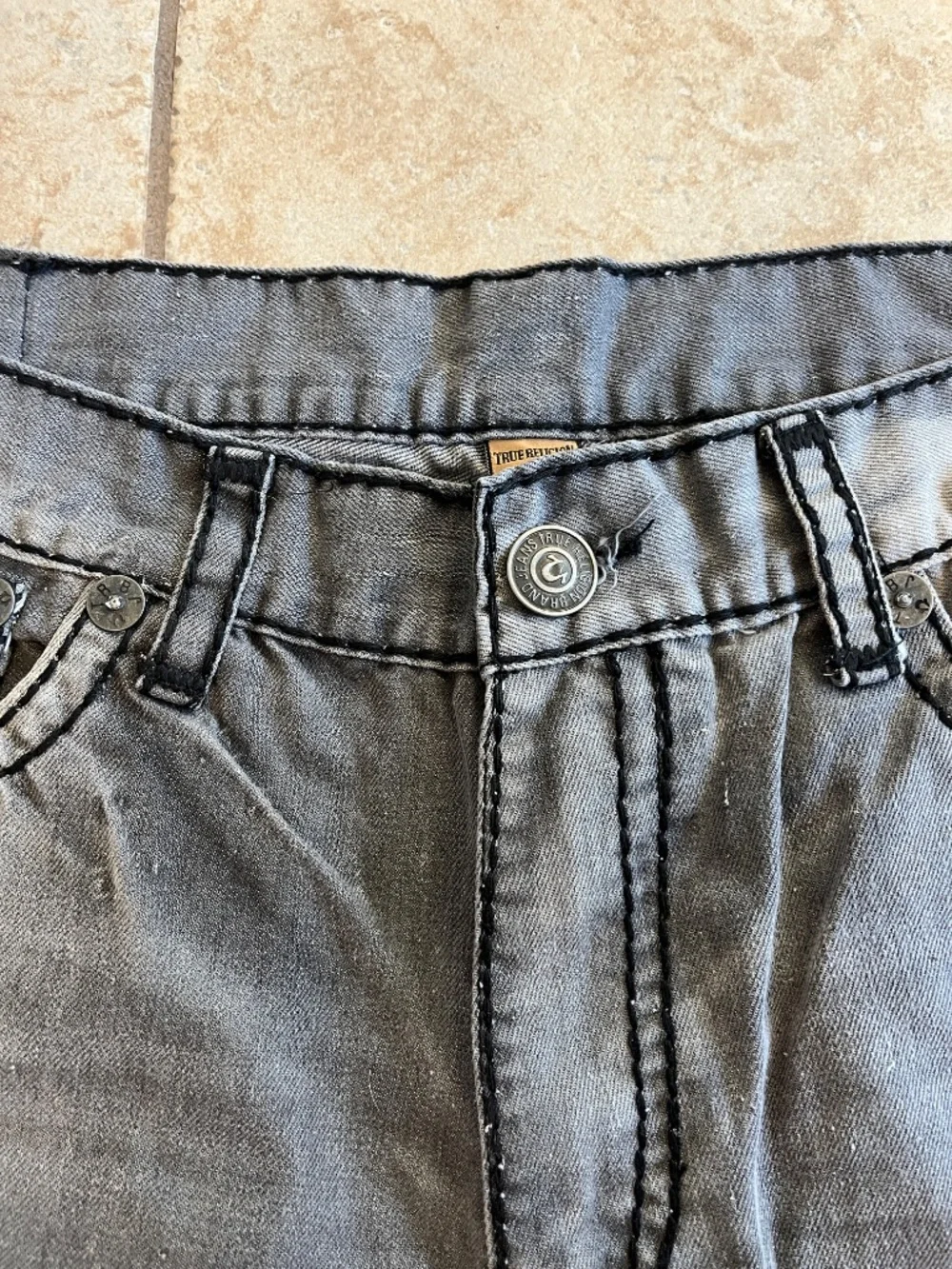 NWT True Religion Rick Super T Straight Jeans Mens 40x32 Grey Distressed style